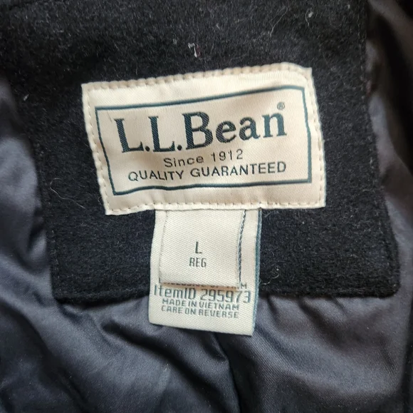 LL Bean Wool Jacket Large Thinsulate 3M Black 295973 - Picture 4 of 8